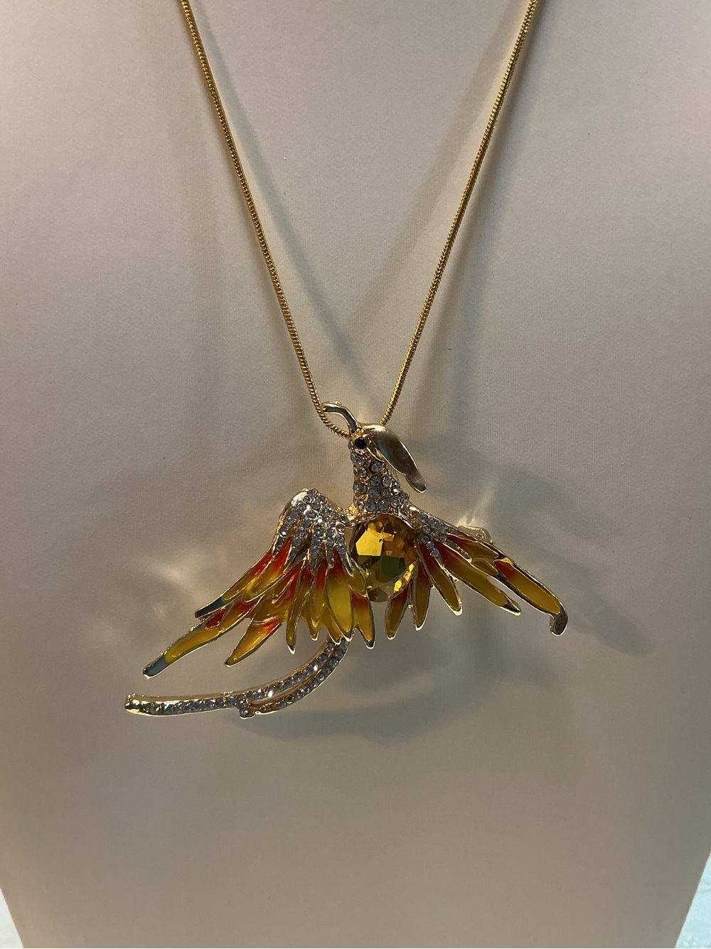 Fiery Phoenix Bird Convertible Gold Tone Convertible Brooch Pin - Picture 2 of 4